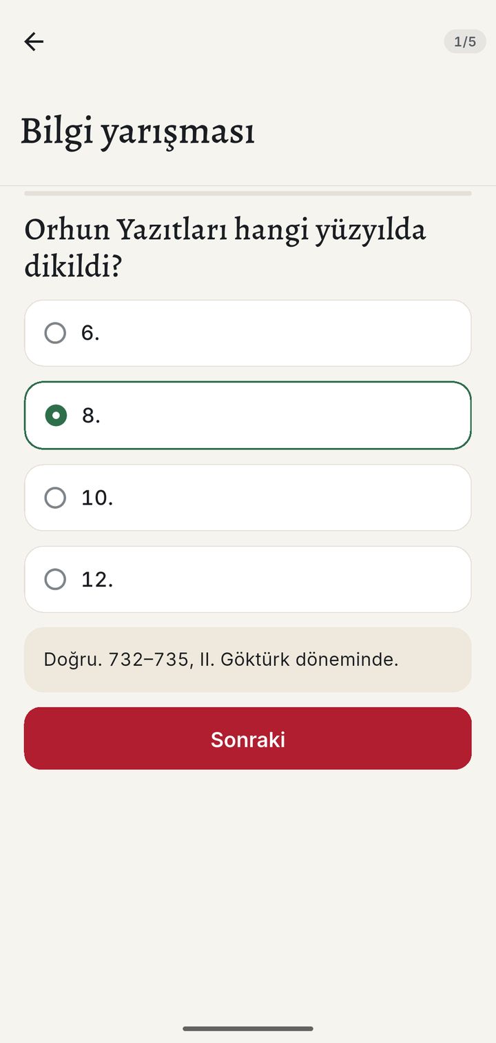 Bilgi yarışması: Orhun Yazıtları sorusu ve doğru cevabın açıklaması